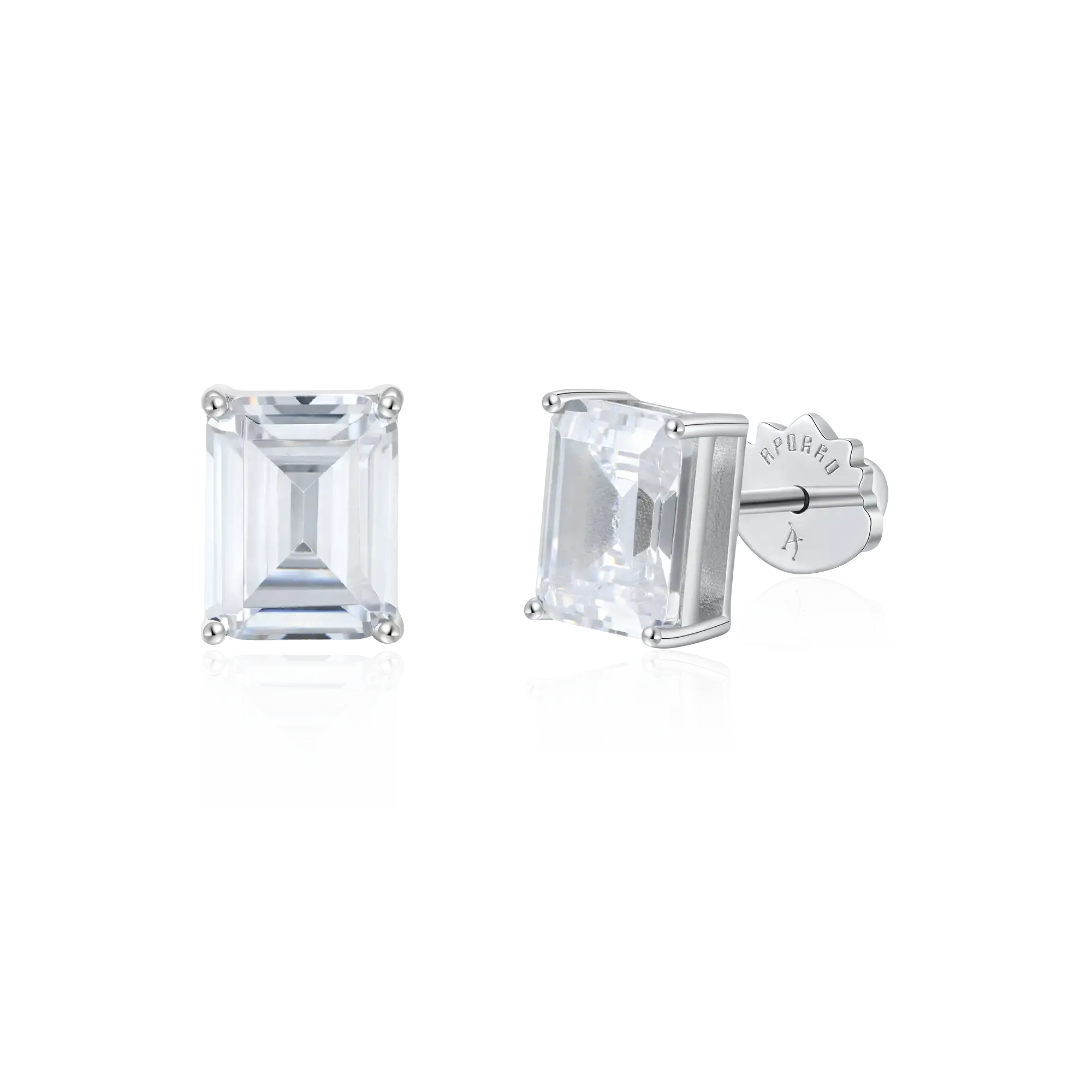 Moissanite Emerald Cut Stud Earrings