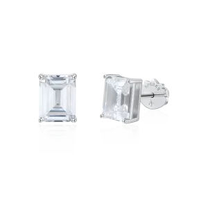 Moissanite Emerald Cut Stud Earrings