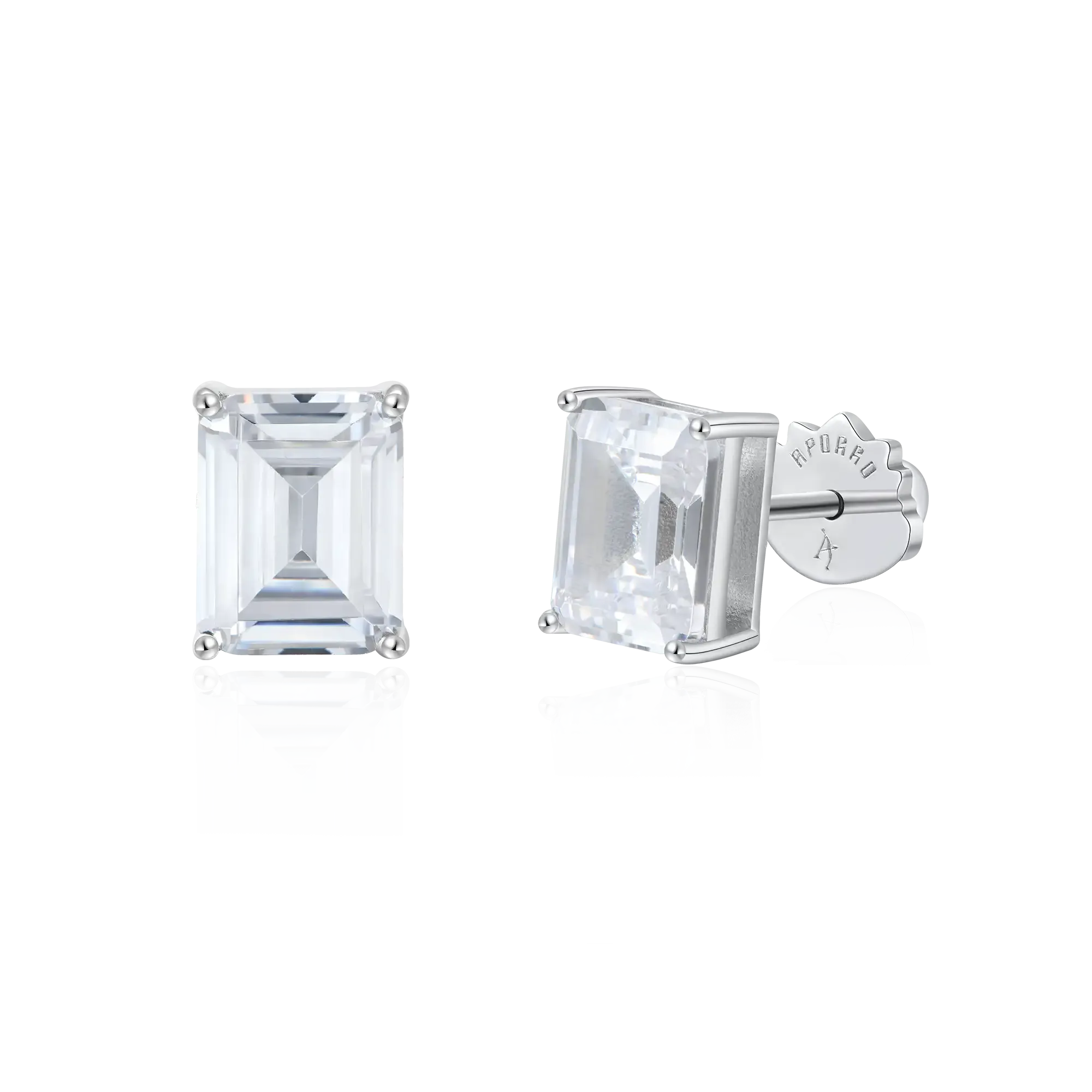 Moissanite Emerald Cut Stud Earrings