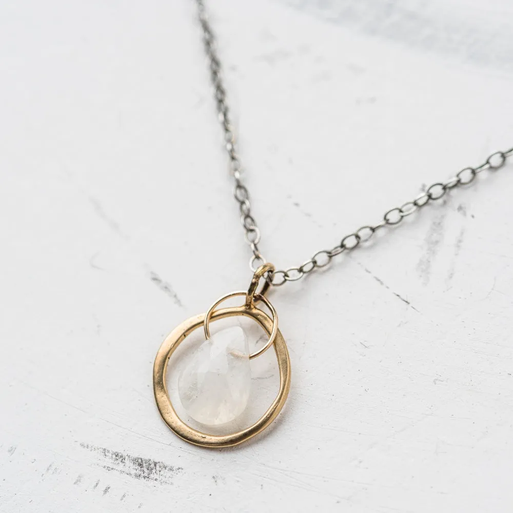 Moonstone Pear and Freeform Oval Necklace
