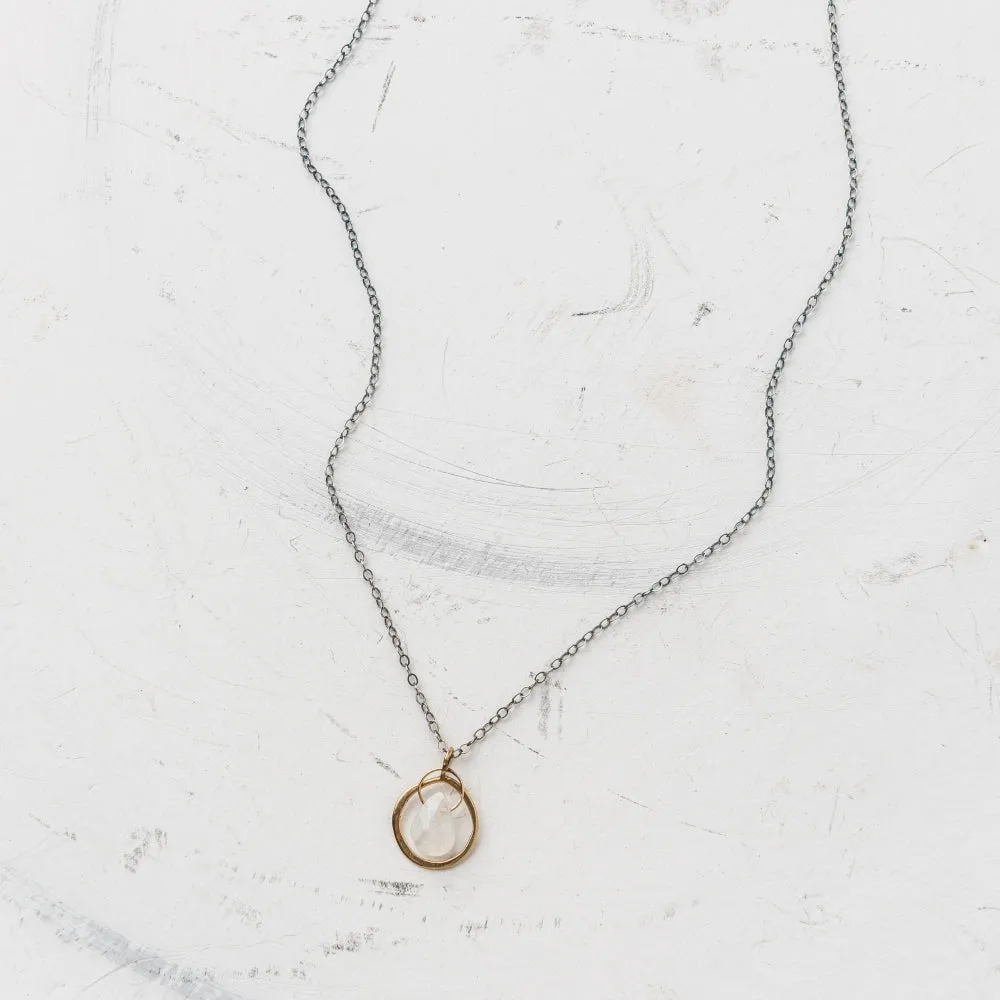 Moonstone Pear and Freeform Oval Necklace