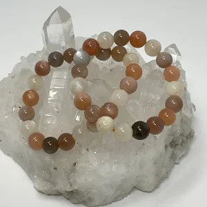 Multi-Color Moonstone 10mm 2-Piece Round Bracelet Set