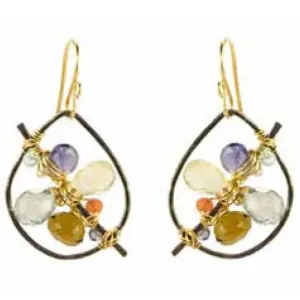 Mystic Green Quartz Iolite Lemon Topaz Whiskey Topaz Sunstone Aqua Earrings E002GOSS by Vannucci