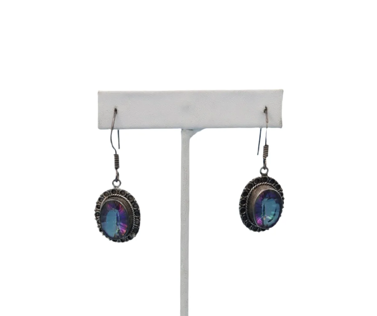 Mystic Topaz & Sterling Dangle Earrings 1970s