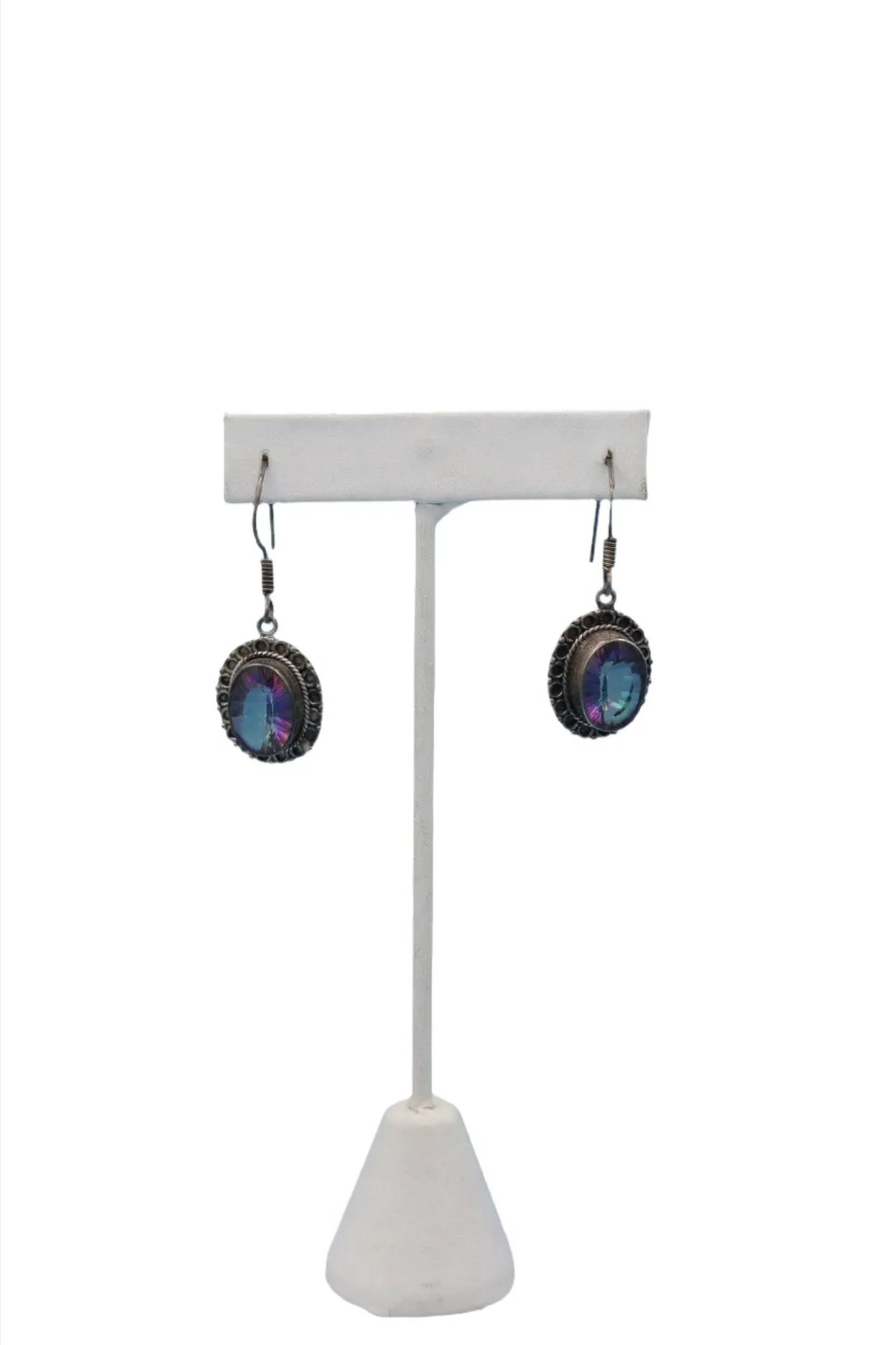 Mystic Topaz & Sterling Dangle Earrings 1970s
