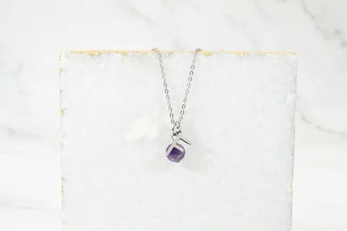Natural Amethyst Initial Necklace By Pink Box