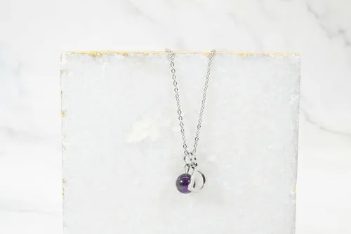 Natural Amethyst Initial Necklace By Pink Box