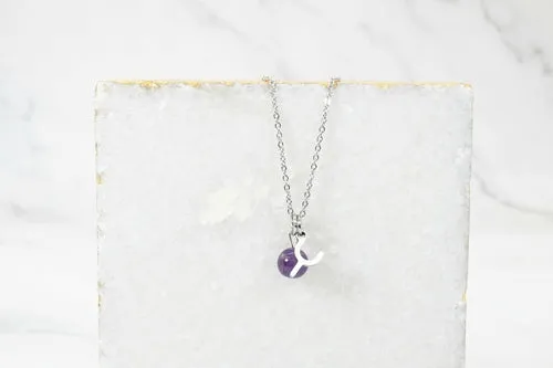 Natural Amethyst Initial Necklace By Pink Box
