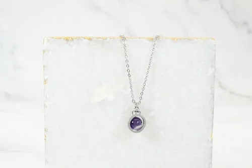 Natural Amethyst Initial Necklace By Pink Box