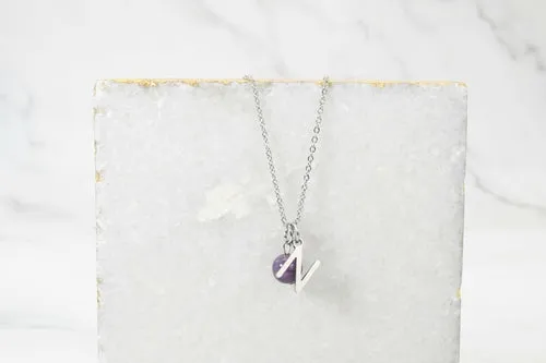 Natural Amethyst Initial Necklace By Pink Box