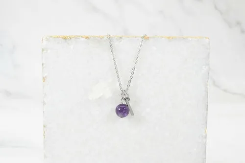 Natural Amethyst Initial Necklace By Pink Box