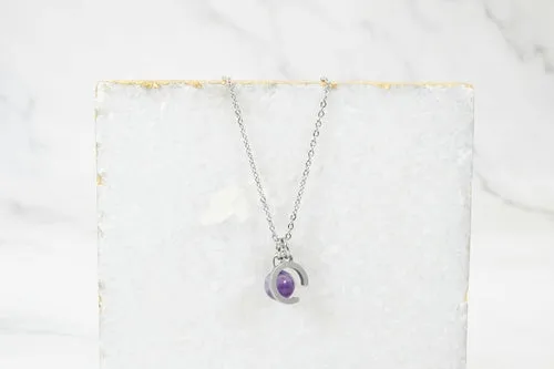 Natural Amethyst Initial Necklace By Pink Box