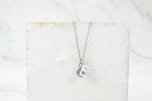 Natural Amethyst Initial Necklace By Pink Box