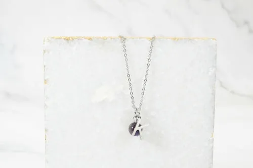 Natural Amethyst Initial Necklace By Pink Box