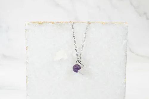 Natural Amethyst Initial Necklace By Pink Box