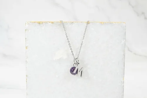 Natural Amethyst Initial Necklace By Pink Box