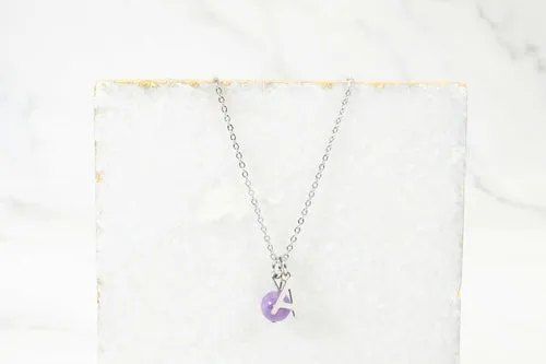 Natural Amethyst Initial Necklace By Pink Box