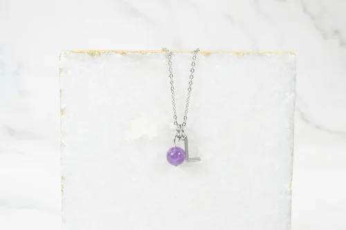 Natural Amethyst Initial Necklace By Pink Box