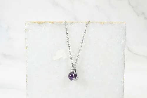 Natural Amethyst Initial Necklace By Pink Box
