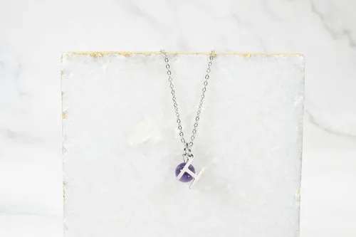 Natural Amethyst Initial Necklace By Pink Box