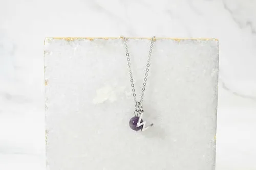 Natural Amethyst Initial Necklace By Pink Box