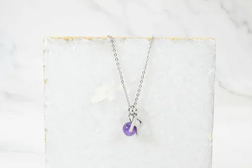Natural Amethyst Initial Necklace By Pink Box