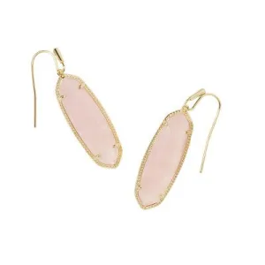 New - Kendra Scott Eleanor 14K Gold Over Brass Small Drop Earrings - Rose Quartz
