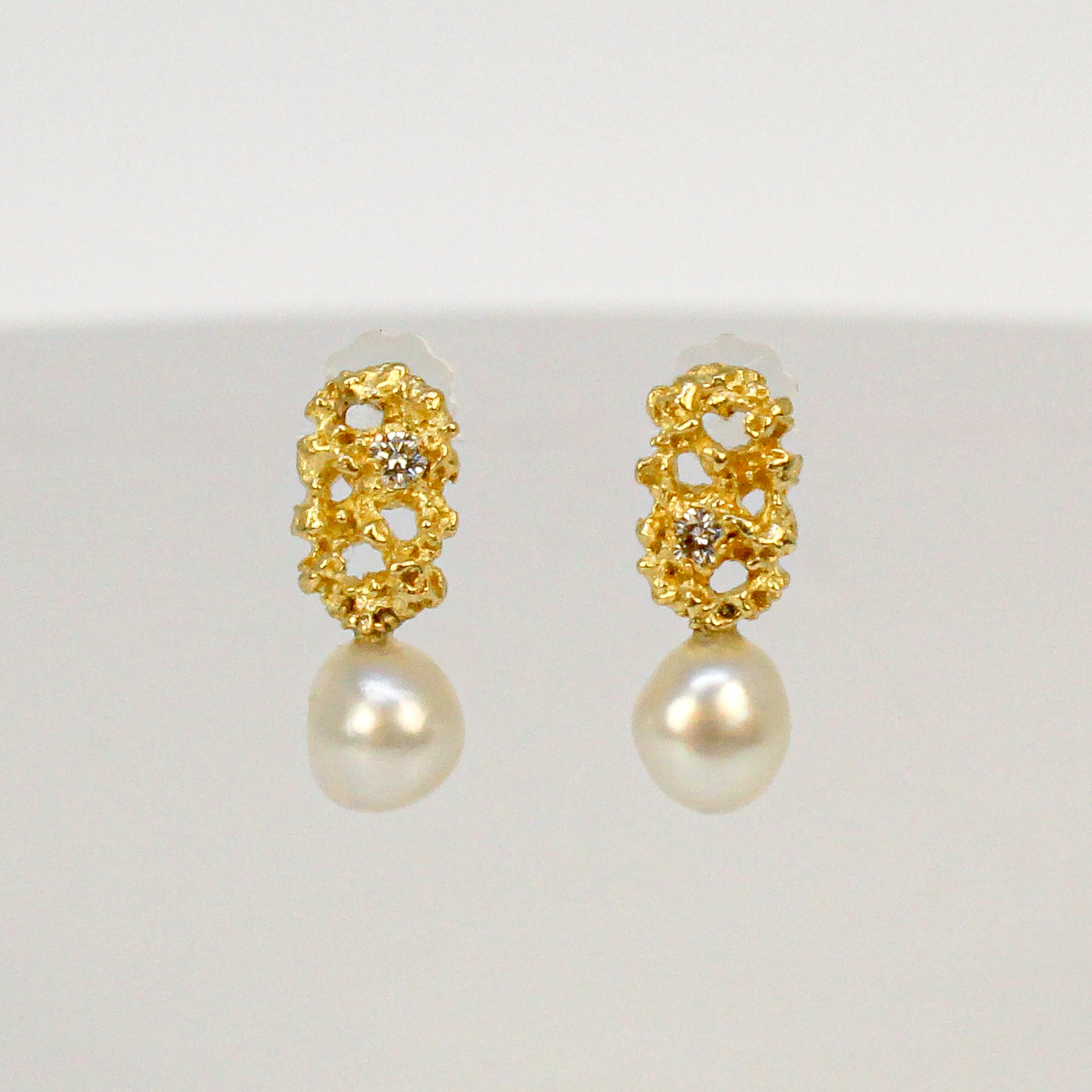 NEW! Memento Pearl with Diamond Earrings in 14K Gold by Branch