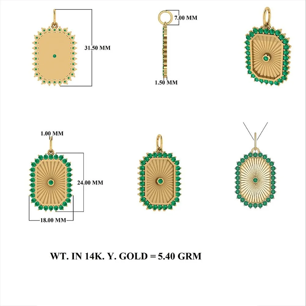 Octagon Shape Emerald Pendant 18x24mm