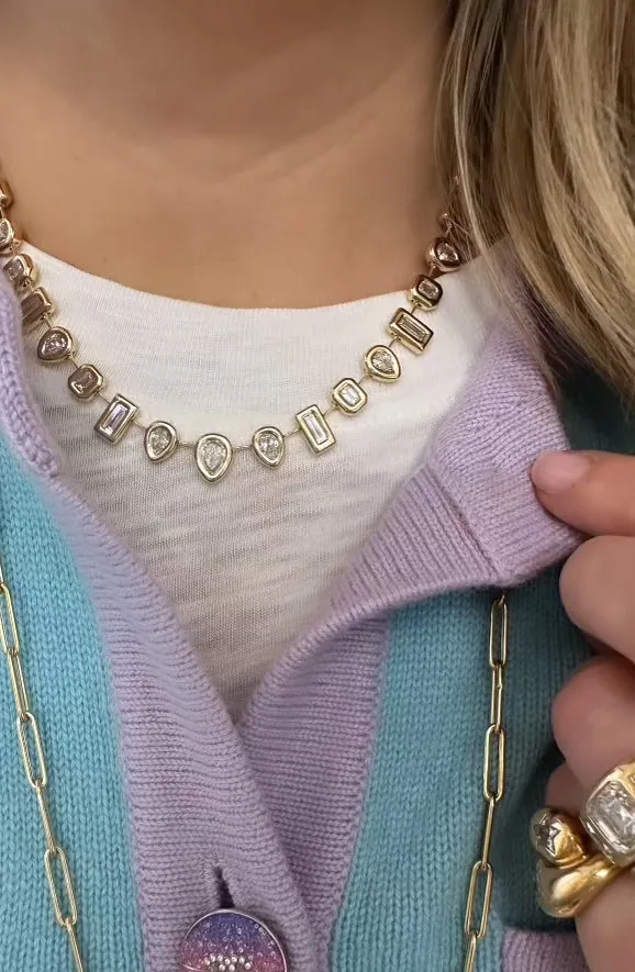 One-of-a-Kind Pillow Necklace with Mixed-Shape Diamonds