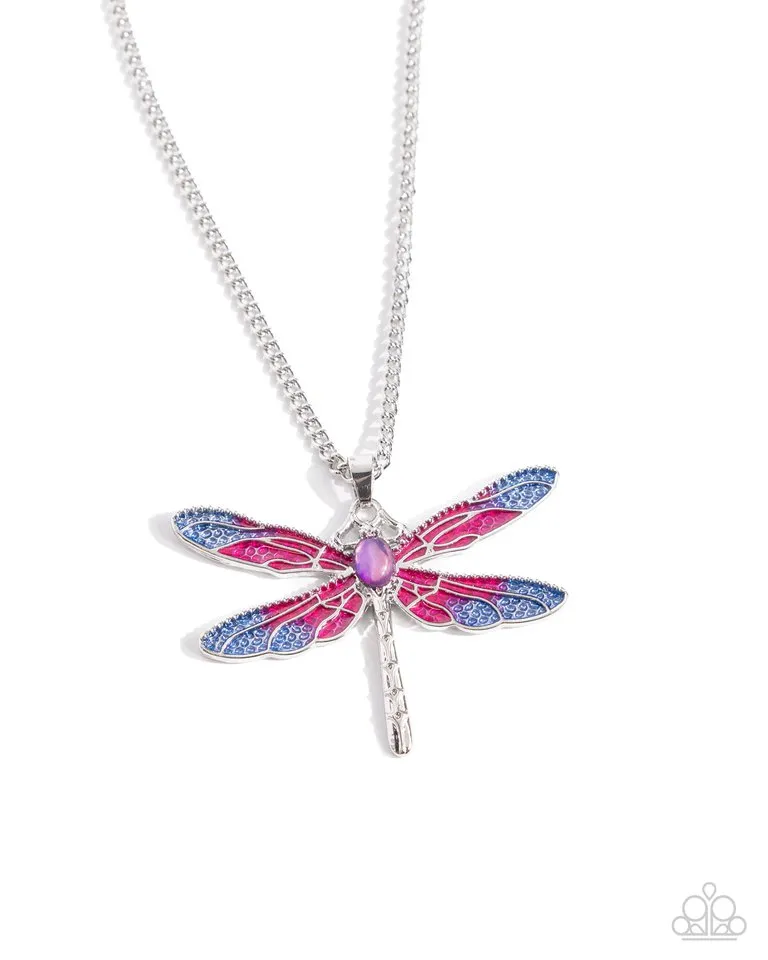 Paparazzi Necklace ~ DRAGONFLY to the Sky - Purple