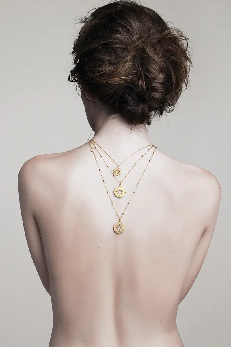 Pavé Diamond Small Compass Necklace in Rose Gold