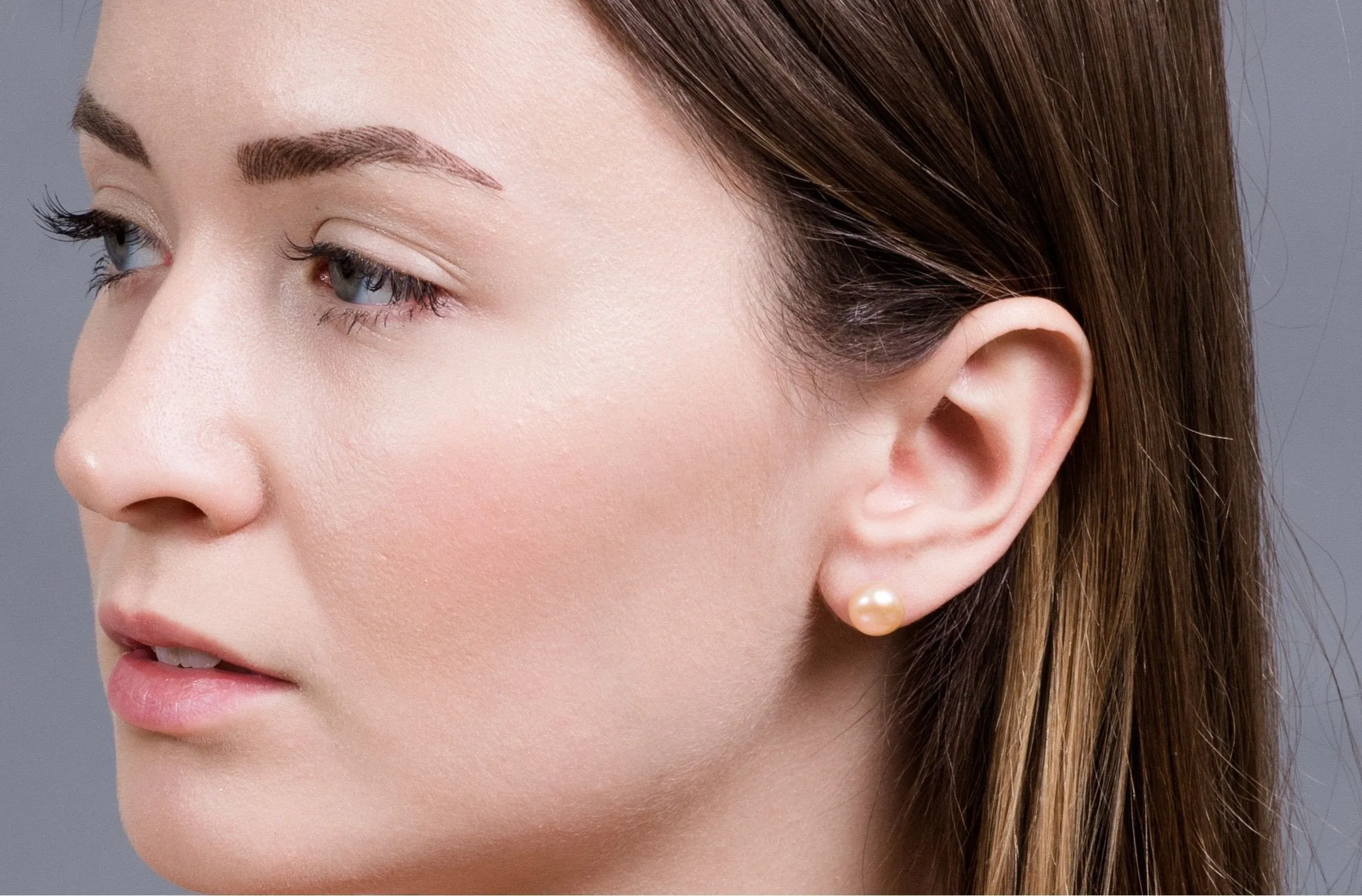 Peach Freshwater Pearl Stud Earrings Sterling Silver 10mm