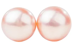 Peach Freshwater Pearl Stud Earrings Sterling Silver 10mm