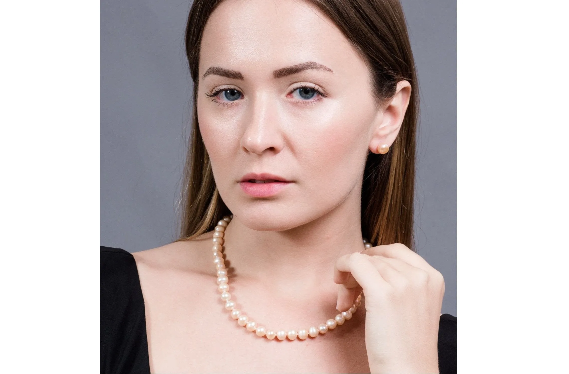 Peach Freshwater Pearl Stud Earrings Sterling Silver 10mm