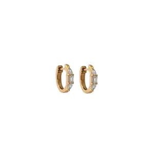 Pear & Emerald Cut Diamond Huggie Earrings