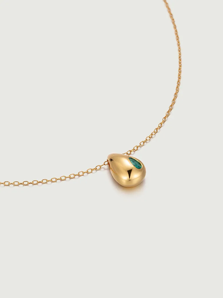 Pear Cut Emerald Drop Necklace