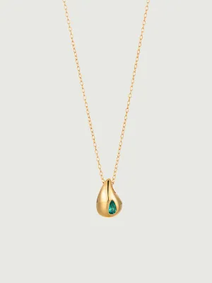 Pear Cut Emerald Drop Necklace