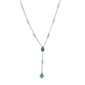 Pear Emeralds and Diamonds Lariat Necklace