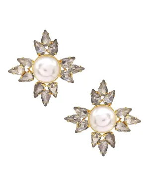 Pearl & Crystal Star Earrings