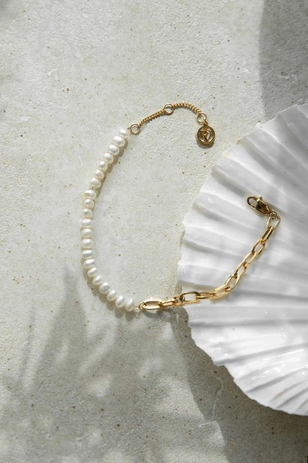Pearl Bicycle Bracelet 14K Gold Plated