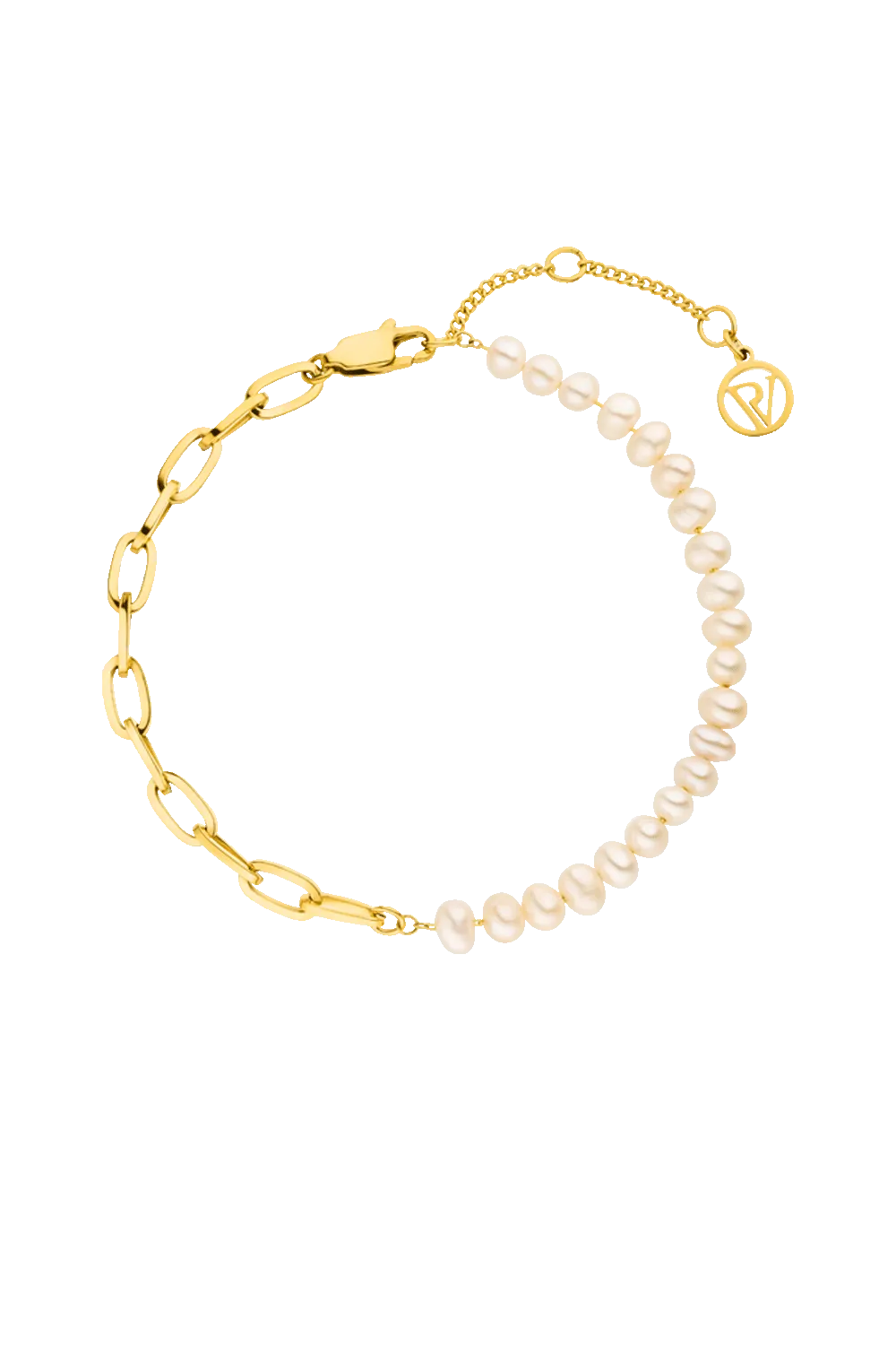Pearl Bicycle Bracelet 14K Gold Plated