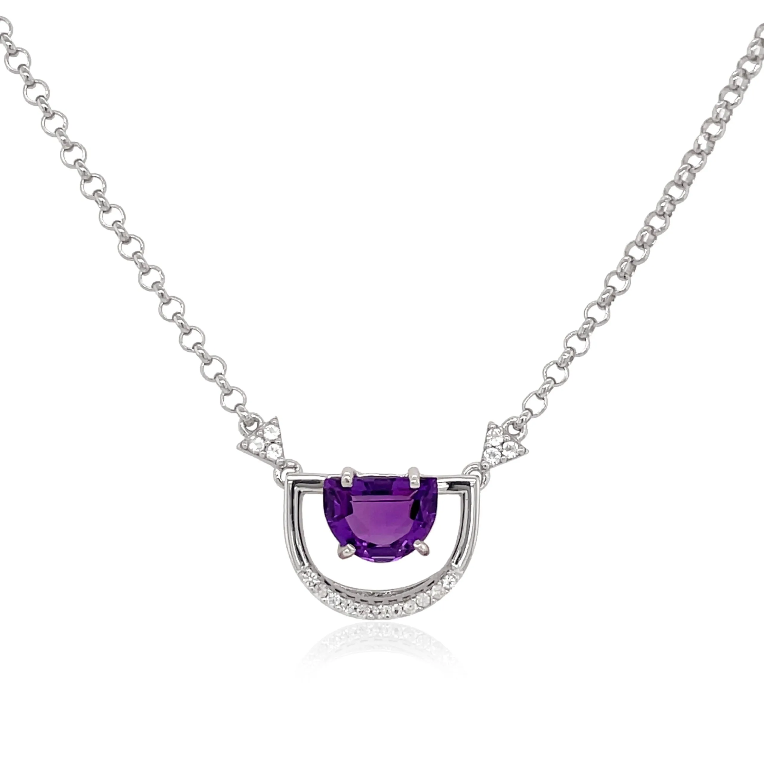 PENDULUM Necklace (1321) - Amethyst / SS
