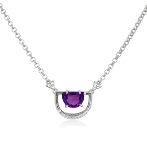 PENDULUM Necklace (1321) - Amethyst / SS