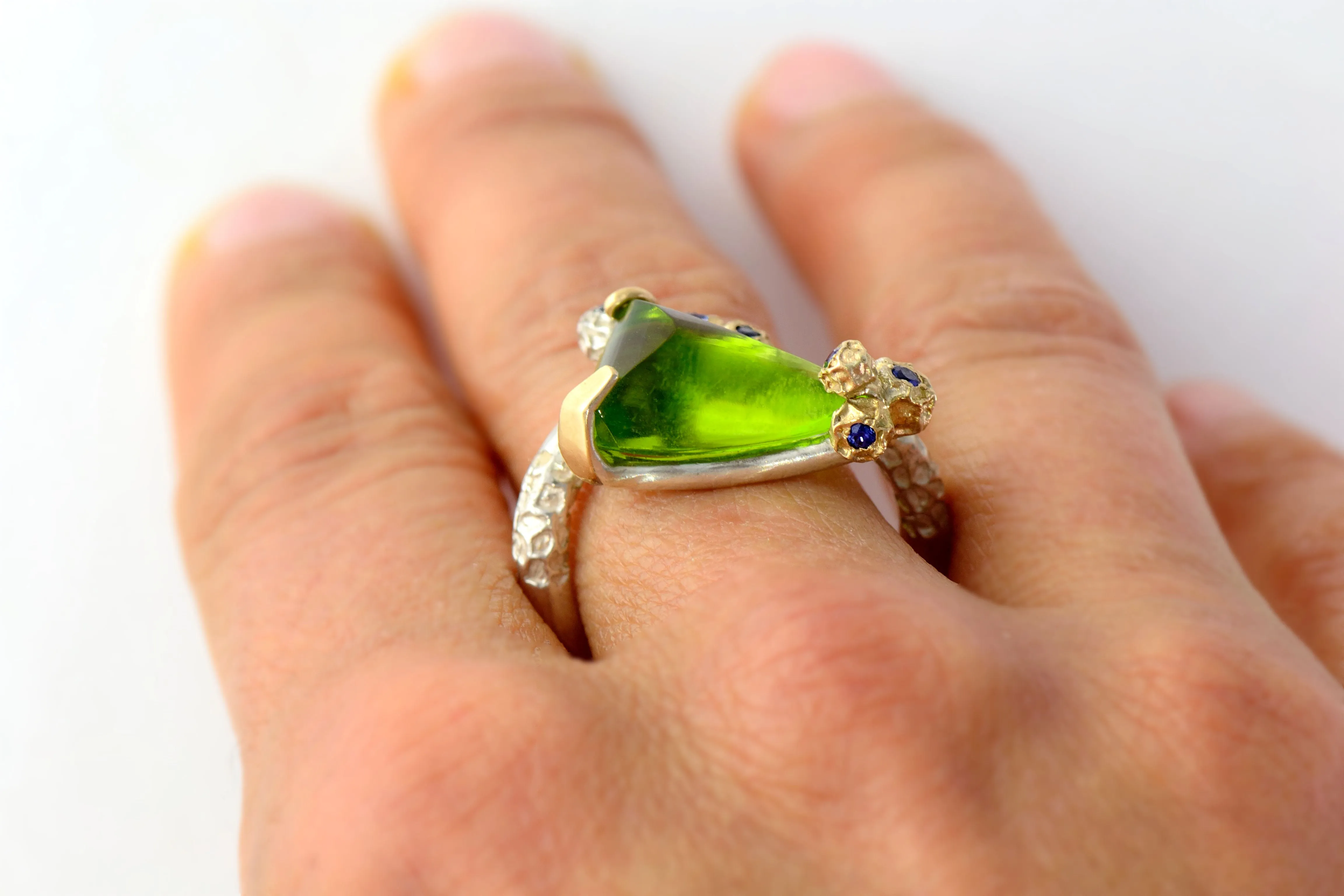 Peridot cocktail ring - one of a kind ring design