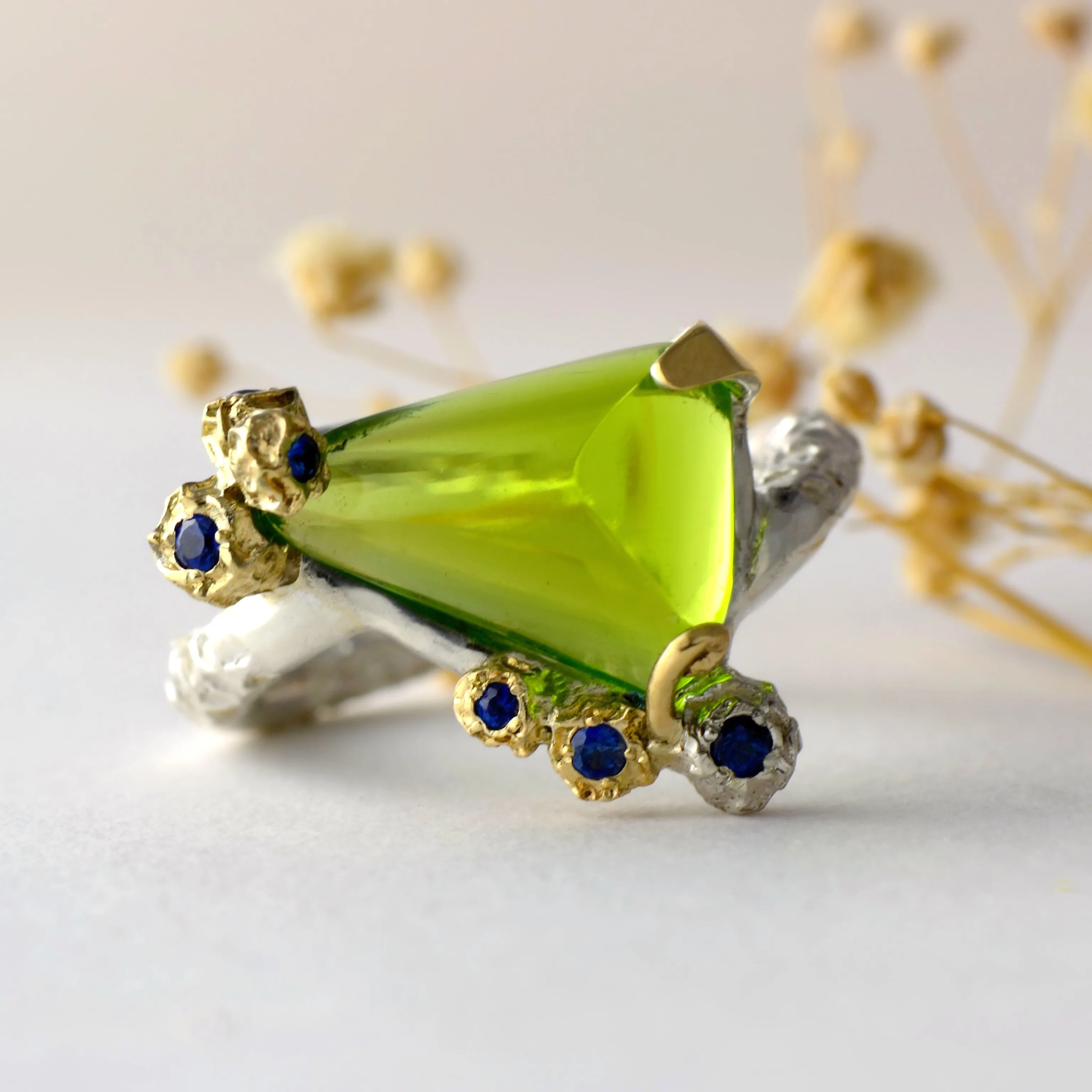 Peridot cocktail ring - one of a kind ring design