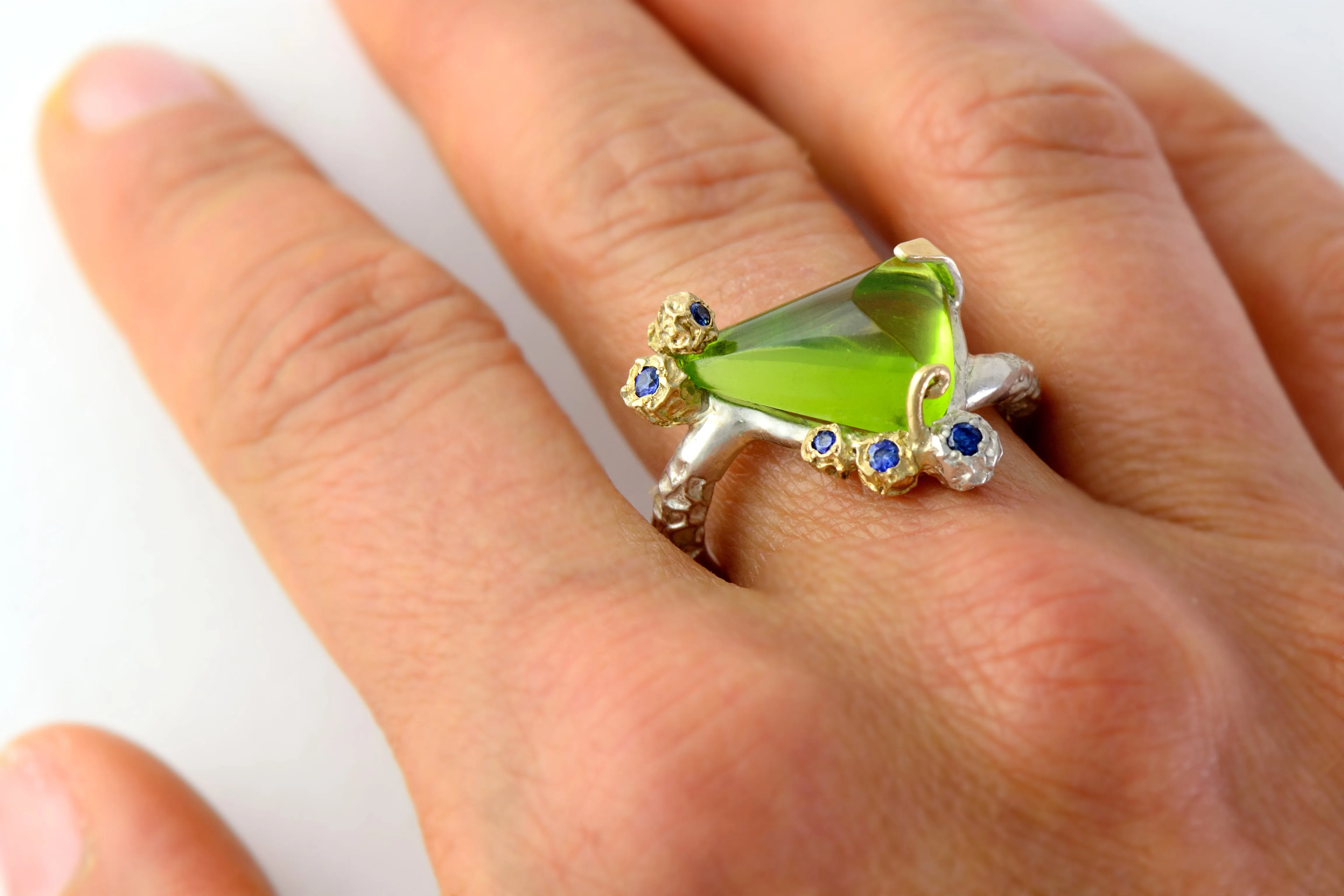 Peridot cocktail ring - one of a kind ring design