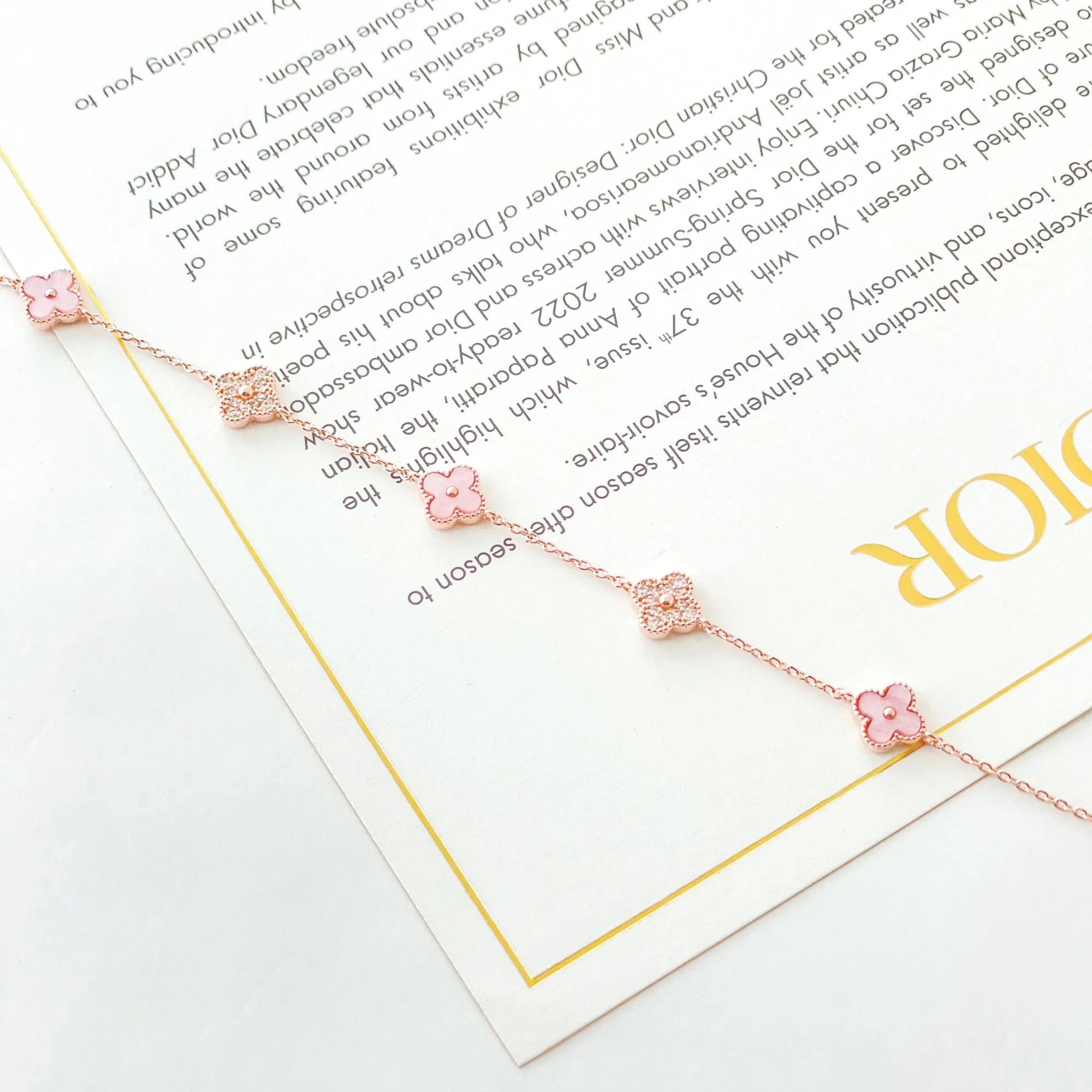 Pink Vanya Diamond Clover Bracelet