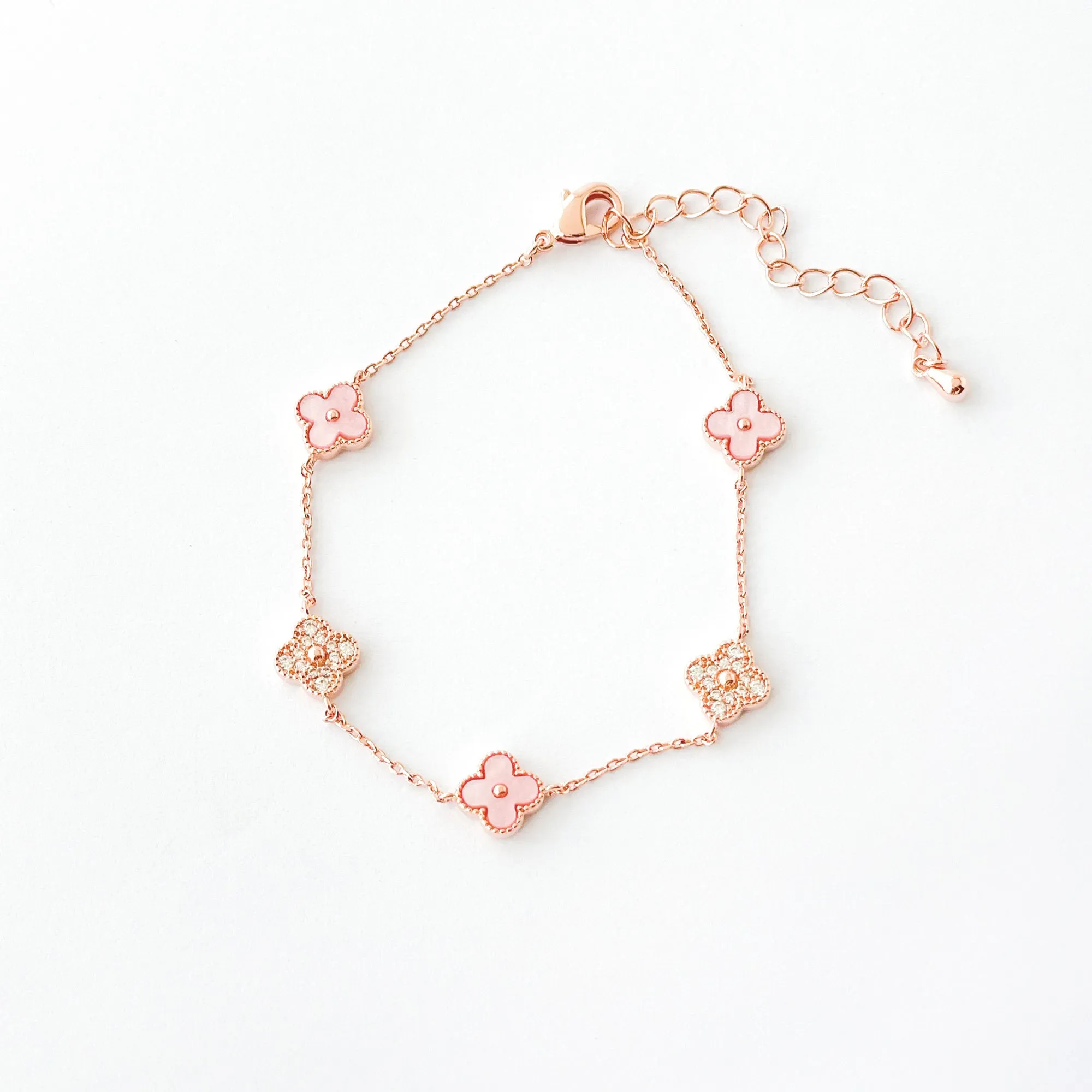 Pink Vanya Diamond Clover Bracelet