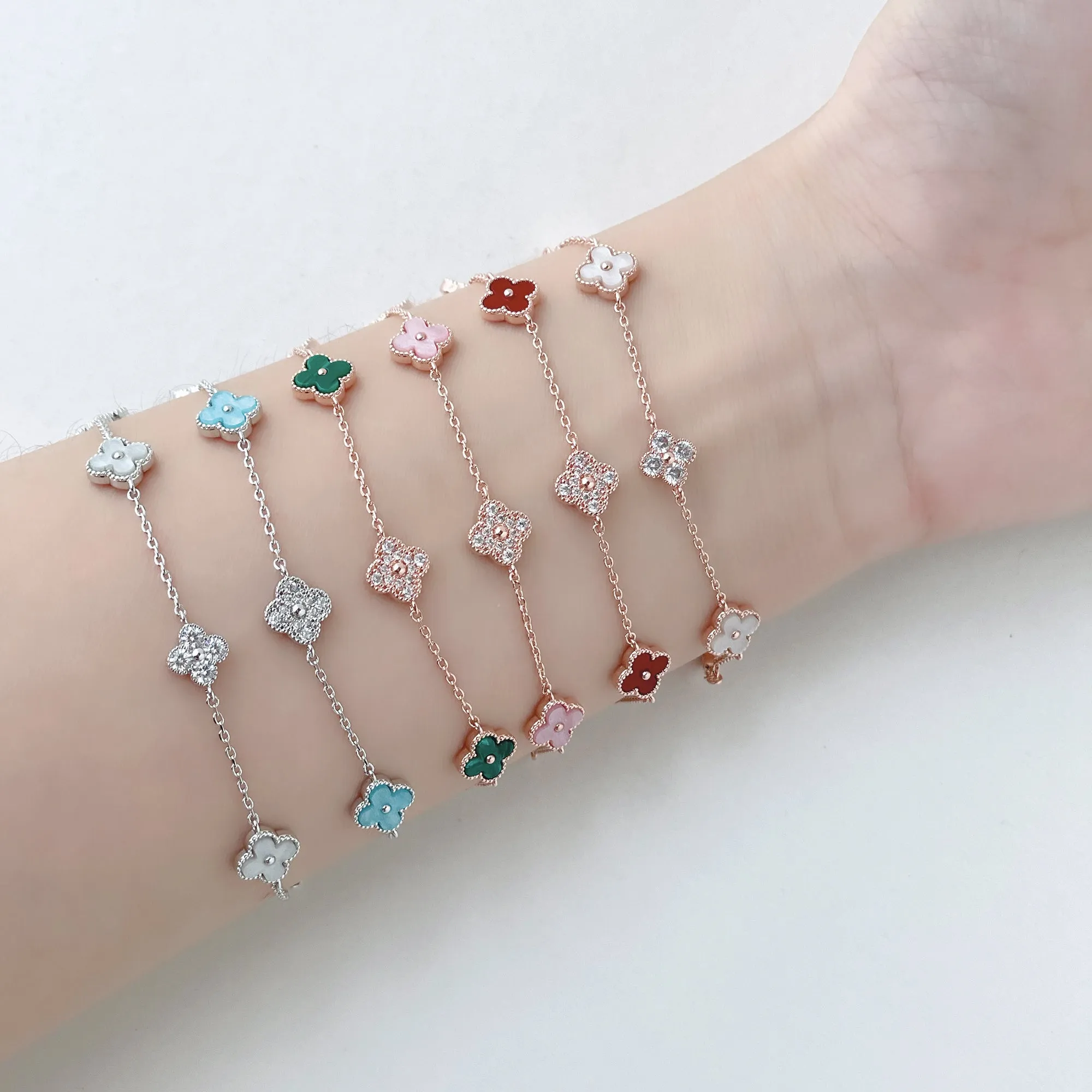 Pink Vanya Diamond Clover Bracelet